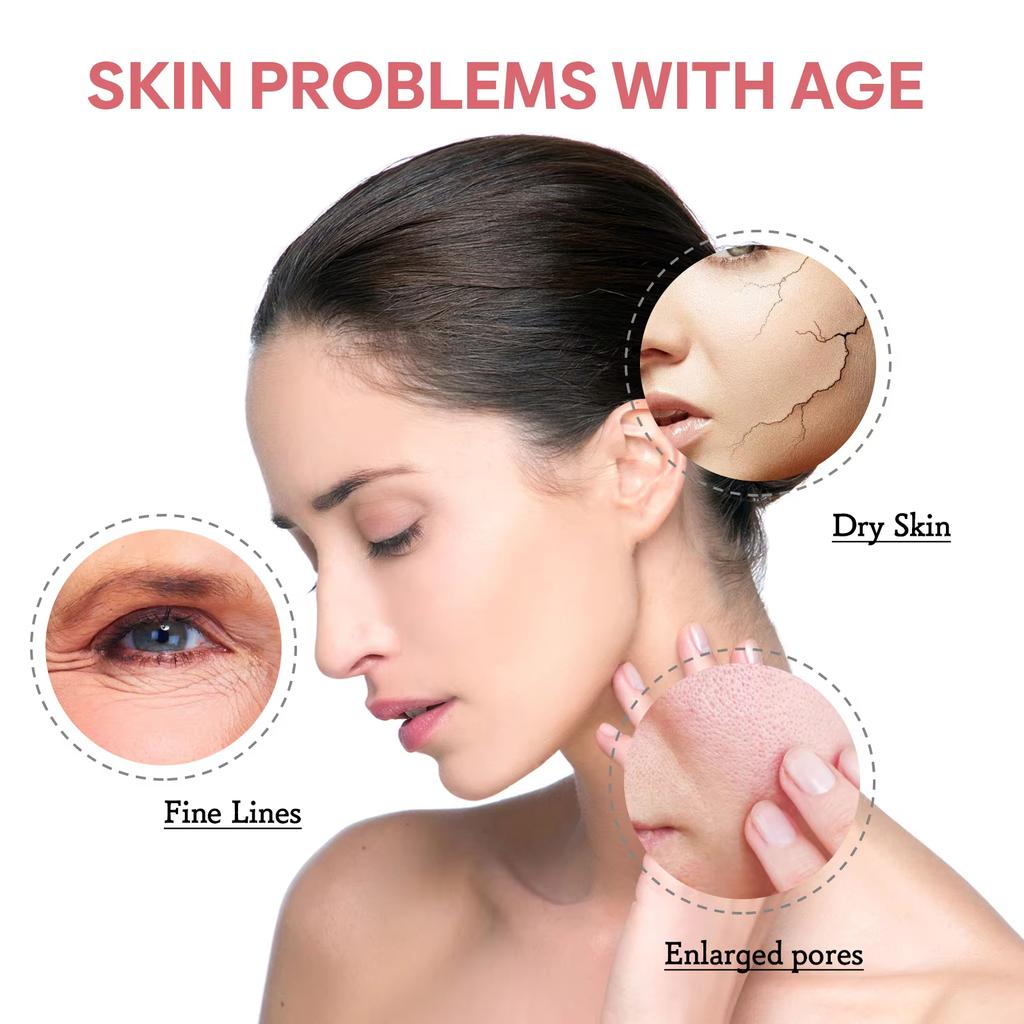 5-in-1-Gesichtsserum, lässt feine Linien verblassen, strafft die Haut, verkleinert die Poren, spendet Feuchtigkeit und hellt das Gesichtsserum mit Vitamin C und Hyaluronsäure auf