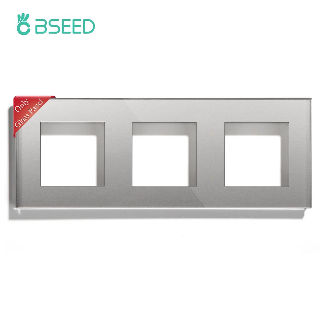 Bseed EU UK Russia Standard Pearl Crystal Glass Frame White Black Glod Grey Wall Socket DIY Part Home Improvement Decoration