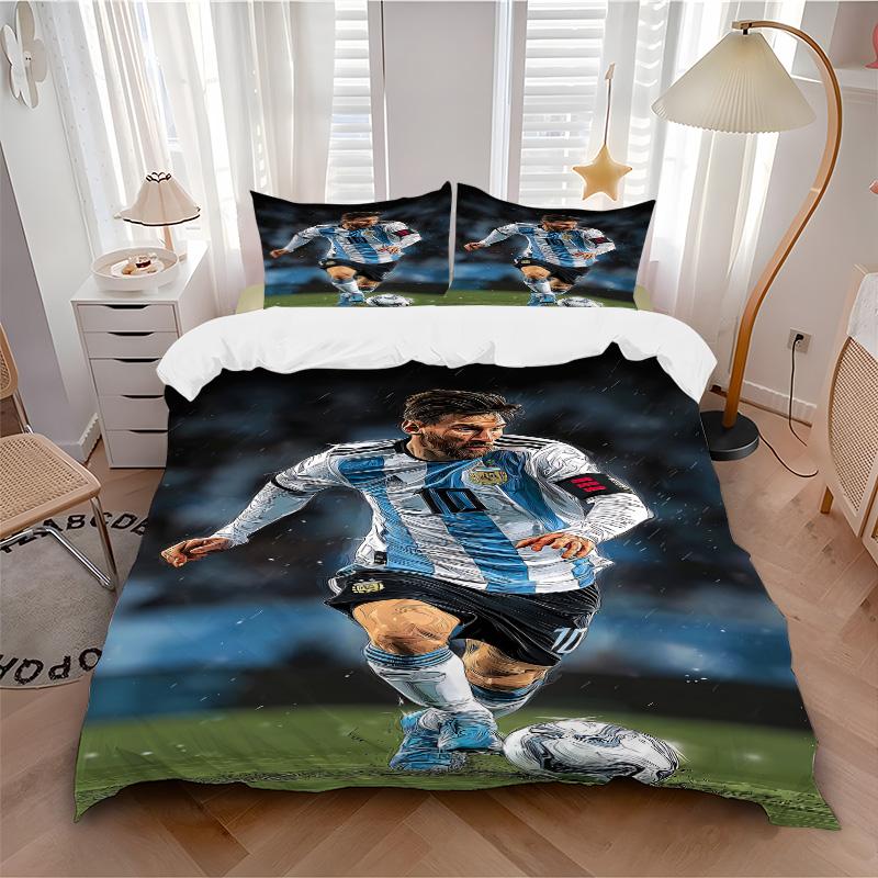 Argentina Football Player Action Print 3Pcs Bedding Setduvet Cover With 2 Bedropillowcase Home Birthday Gift