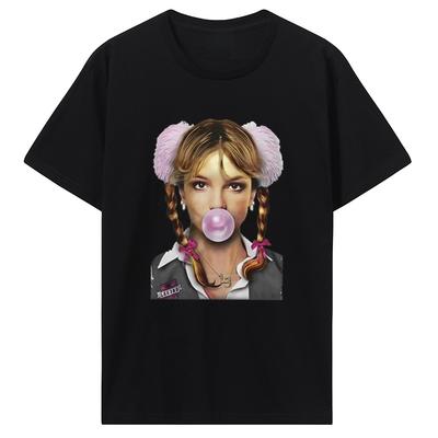 Singer Britney Spears Bubblegum Graphic T-shirt Men and Women Summer Cotton Y2K Clothing Fashion Short Sleeved Top Streetwear