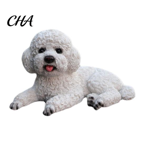 Elegant Poodle Model Realistic Teddy Dog Statue, Desktop Small Pet Model, Cute Laying Sculpture Bookshelf Display Piece for Car Dashboard, Desk,