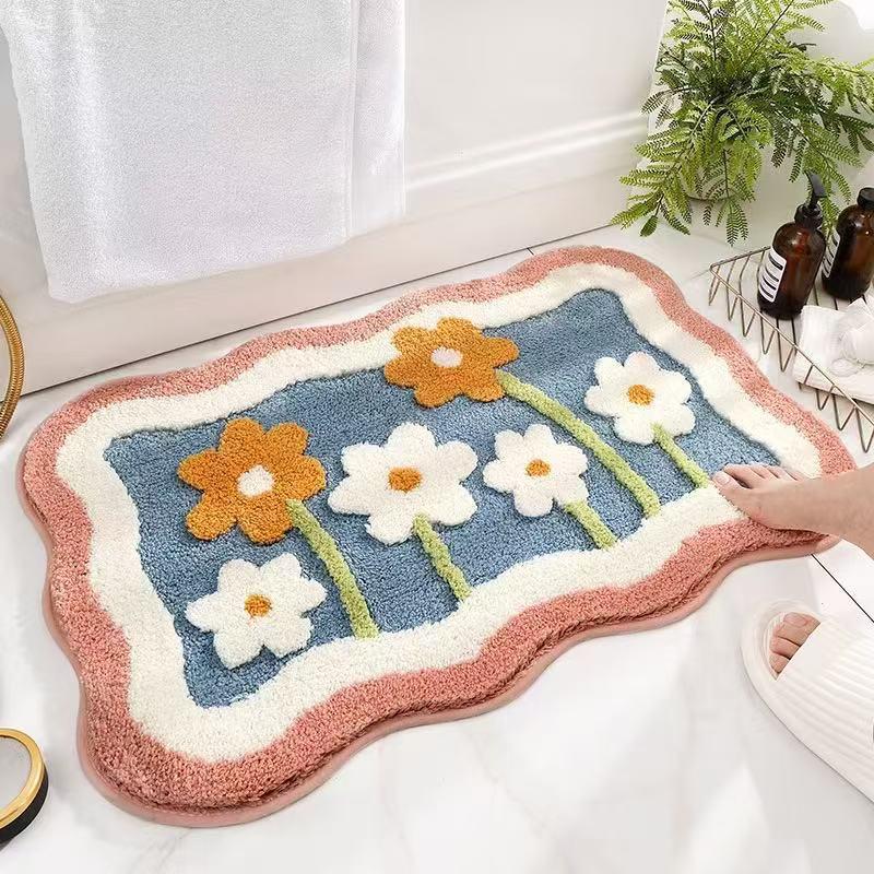 Cartoon Bathroom Toilet Faux Cashmere Floor Mat - Dirt-Resistant & Easy To Clean