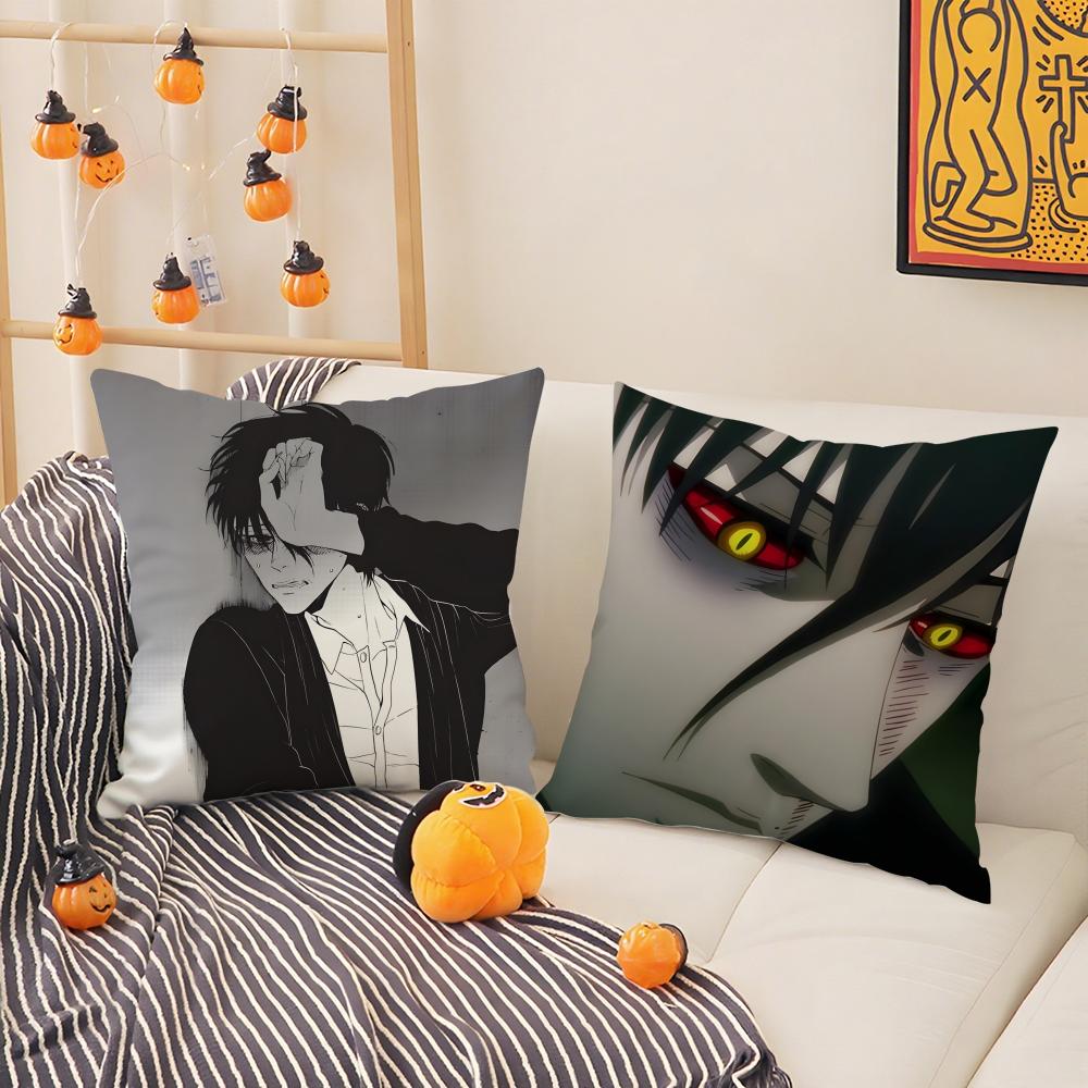 Cartoon Anime Devils Line-L Pillow Case Silky Short Plush With Invisible Zipper Dustproof Sofa Cushion Cover For Home Decor