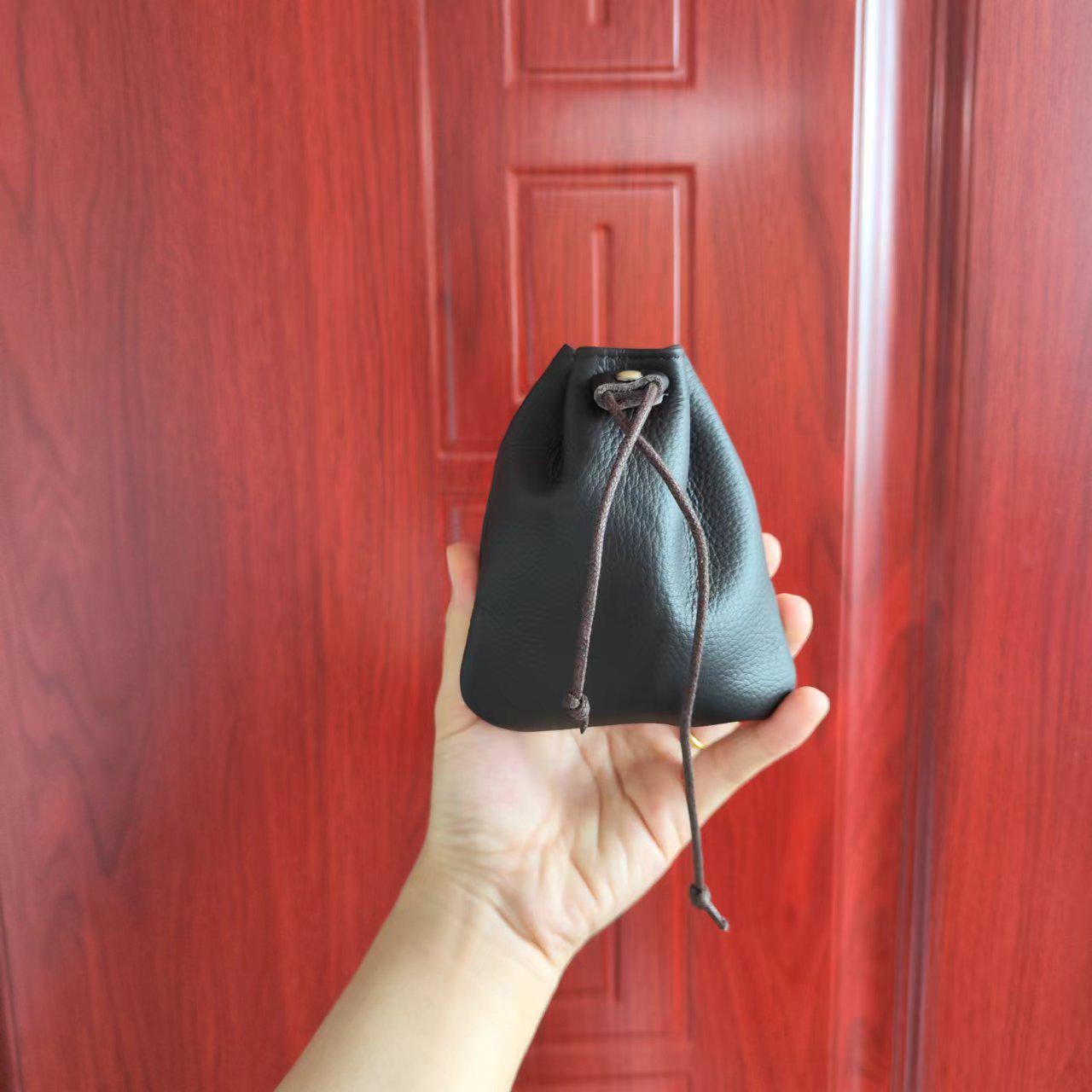 

Винтажный кошелек для монет из натуральной коровьей кожи и мешочек на шнурке для хранения наушников