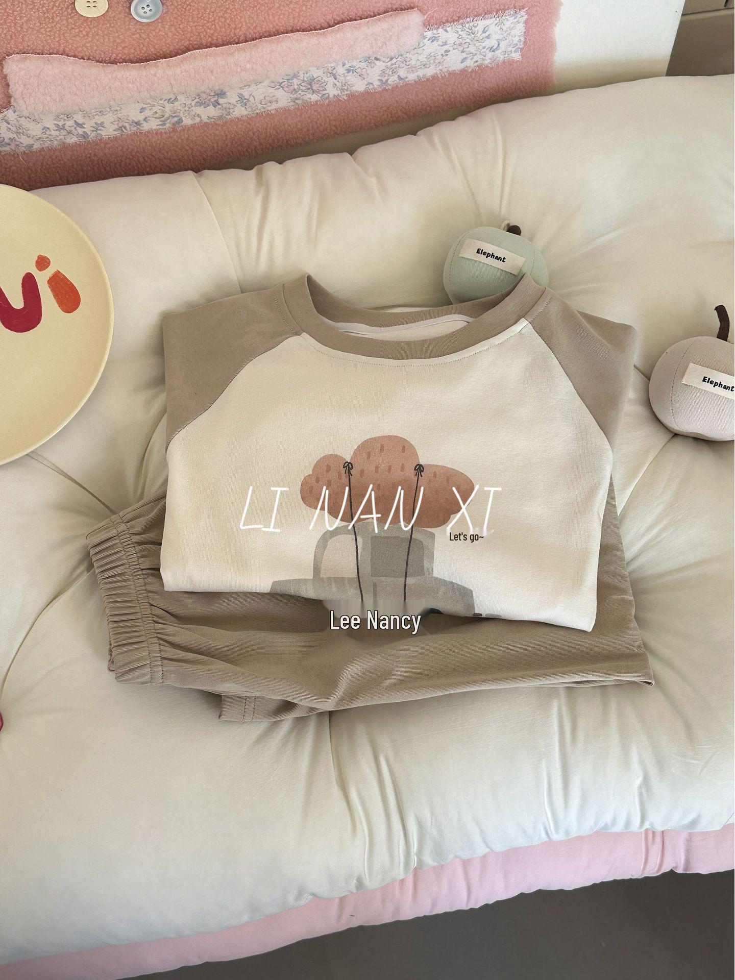 

Детский мультяшный комплект с рукавами реглан - Коллекция Весна 2025, Унисекс, Домашняя одежда с круглым вырезом 130cm