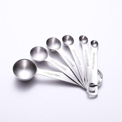 Qianxing 304 Stainless Steel 6-Piece Round Measuring Spoon Set