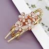 Elegant Crystal Double Flower Hair Claw Hair Grab Duckbill Clip For Women Headdress Hair Accessories Rhinestone Hairpin Headwear