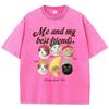 Io e la Mia Migliore Amica T-shirt Lavate in Cotone Donna Stampe Gatti Carini T-shirt Top Oversize Stile Usurato Girocollo Abbigliamento Donna