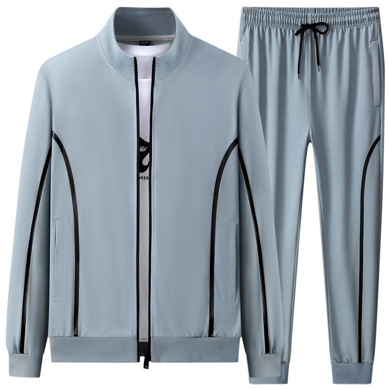 Módní pánská tepláková souprava Podzimní běžecká fitness sada 2dílná bunda+sportovní kalhoty Sada Ležérní pánské Větruodolné sportovní oblečení Velikost 7xl