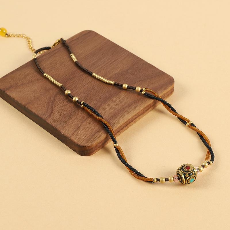 Niche design Nepalese style simple necklace female retro ethnic style temperament collarbone chain new Chinese short neck chain