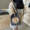 Color Block Shoulder Bag Large Capacity Women's Letter Tote Bag Student Class Underarm Bag