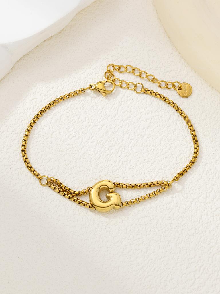 New stainless steel wholesale 26 English letters double-layer ring gold-plated bracelet