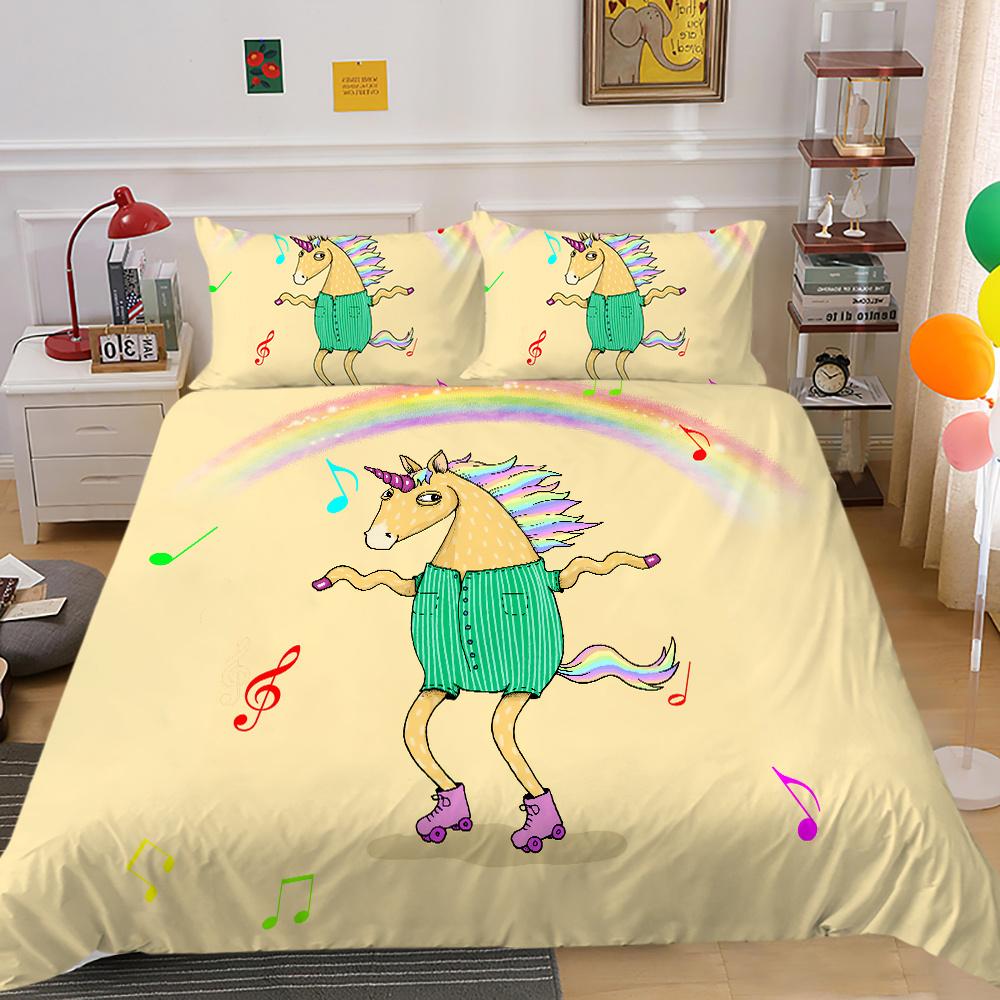 3D Unicorn Print Home Bed Cover Home Textiles Bedding Set Covers Student Dormitory Pillowcase Breathable