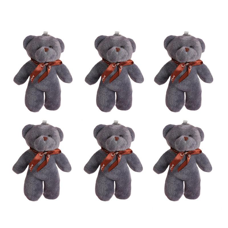 6/1s Mini Bear Plush Keychain Colorful Bear Stuffed Toy School Bag Pendant Teddy Doll Graduation Party Supplies Wedding Gift