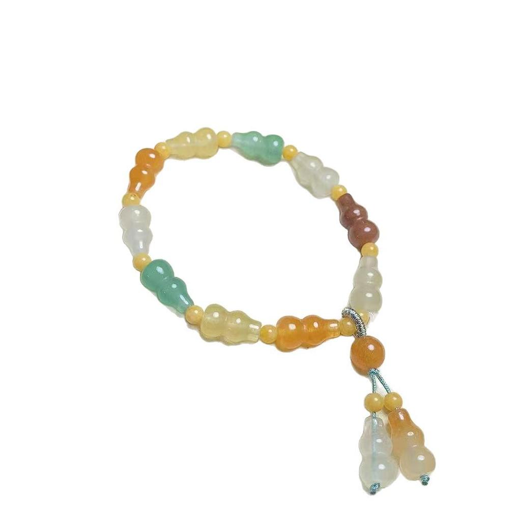 Gold Silk Jade Multi-Treasure Gourd Bracelet: Simple, Versatile, Fashionable, and Exquisite Unisex Strand.