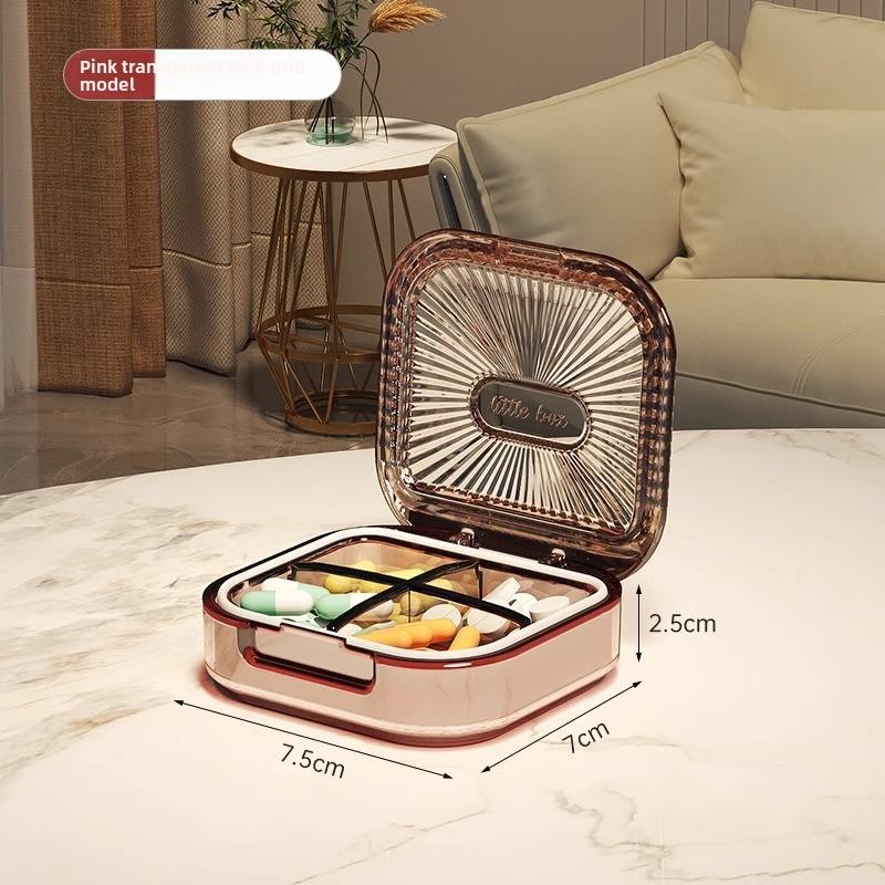 

Портативный Портативный Бокс для Лекарств Герметичный Влагонепроницаемый Бокс для Лекарств Мини Дорожный Бокс для Лекарств Маленький Бокс для Хранения Лекарств 4 grids розовый