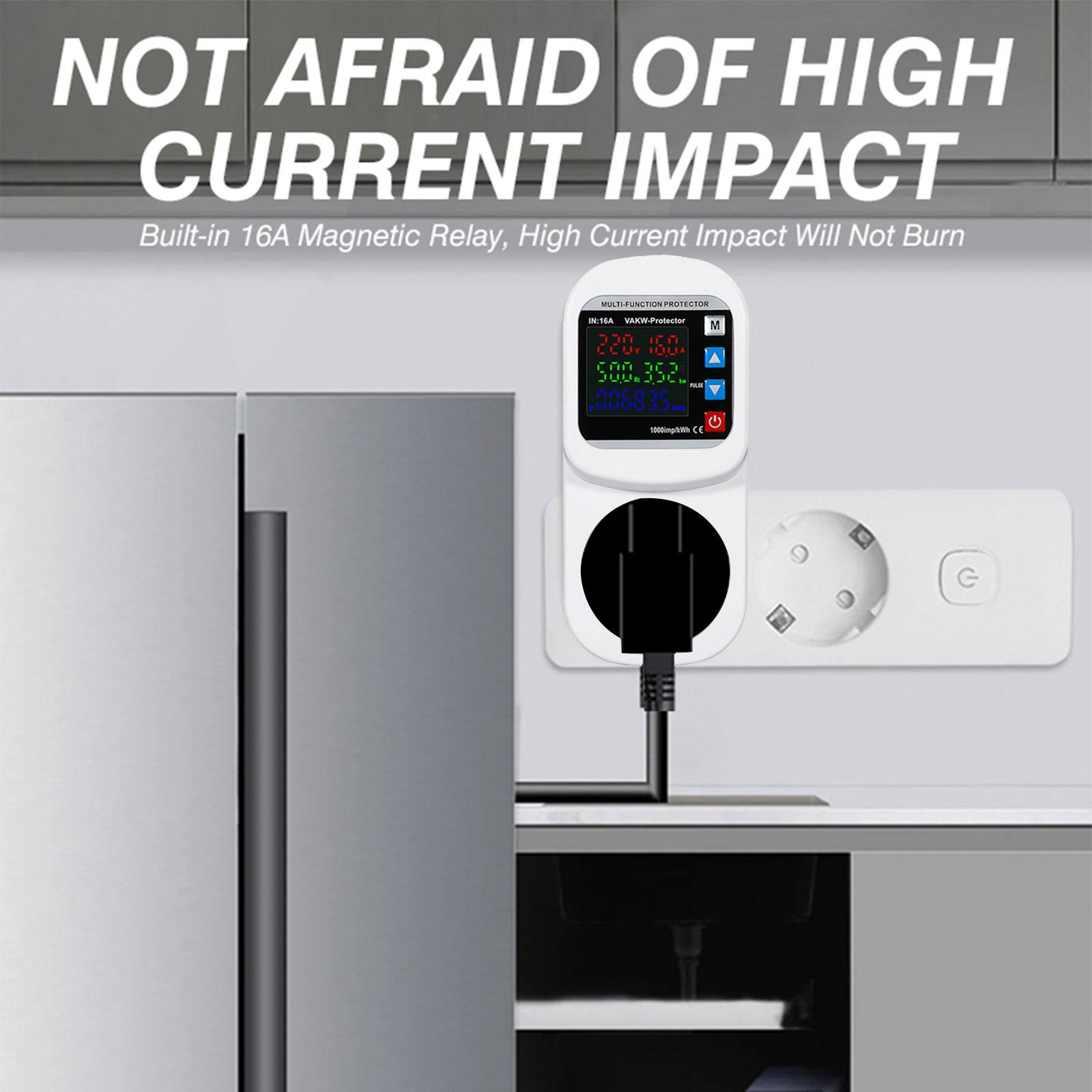 

Adjustable 16A EU Socket Energy Consumption Monitor with Voltage Current Protection Automatic Recovery for Home Safety