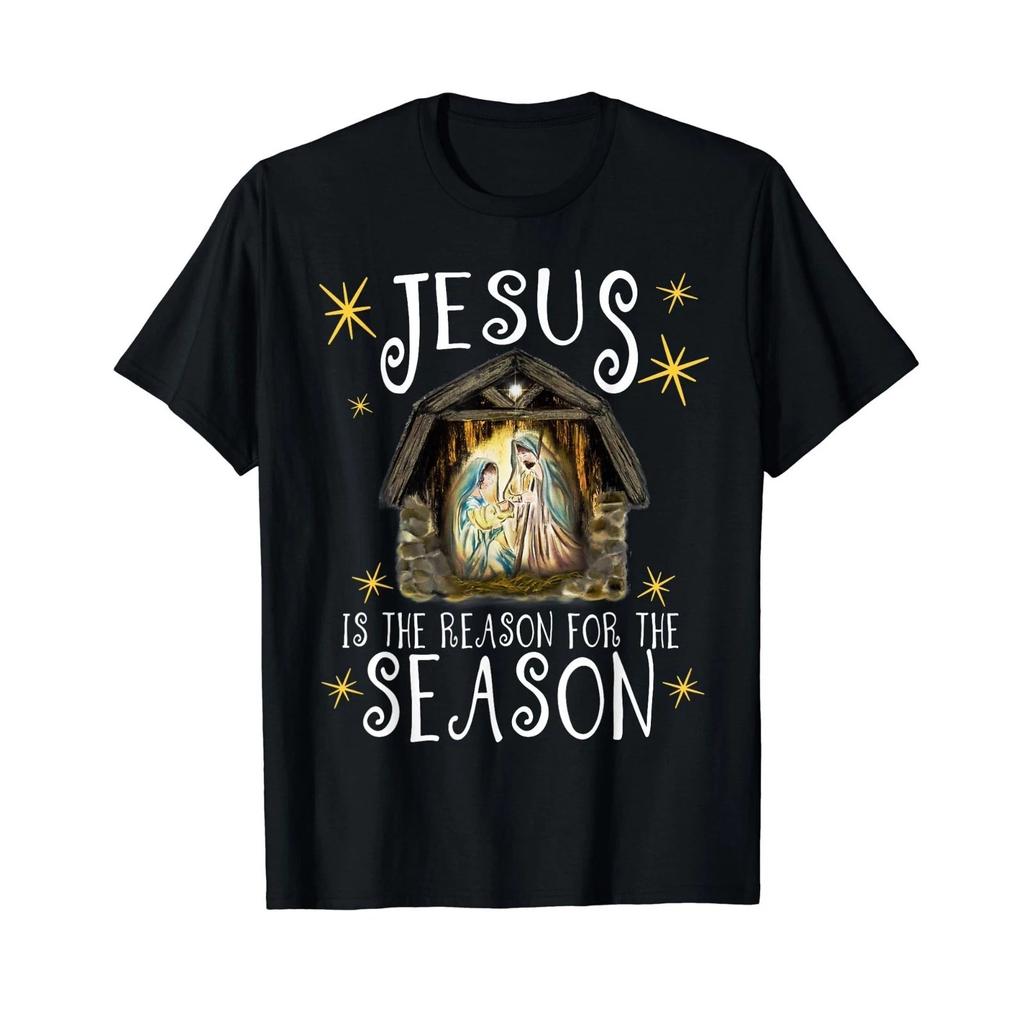 Christmas Nativity Jesus Is The Reason For The Season T-Shirt Men's Black Tee