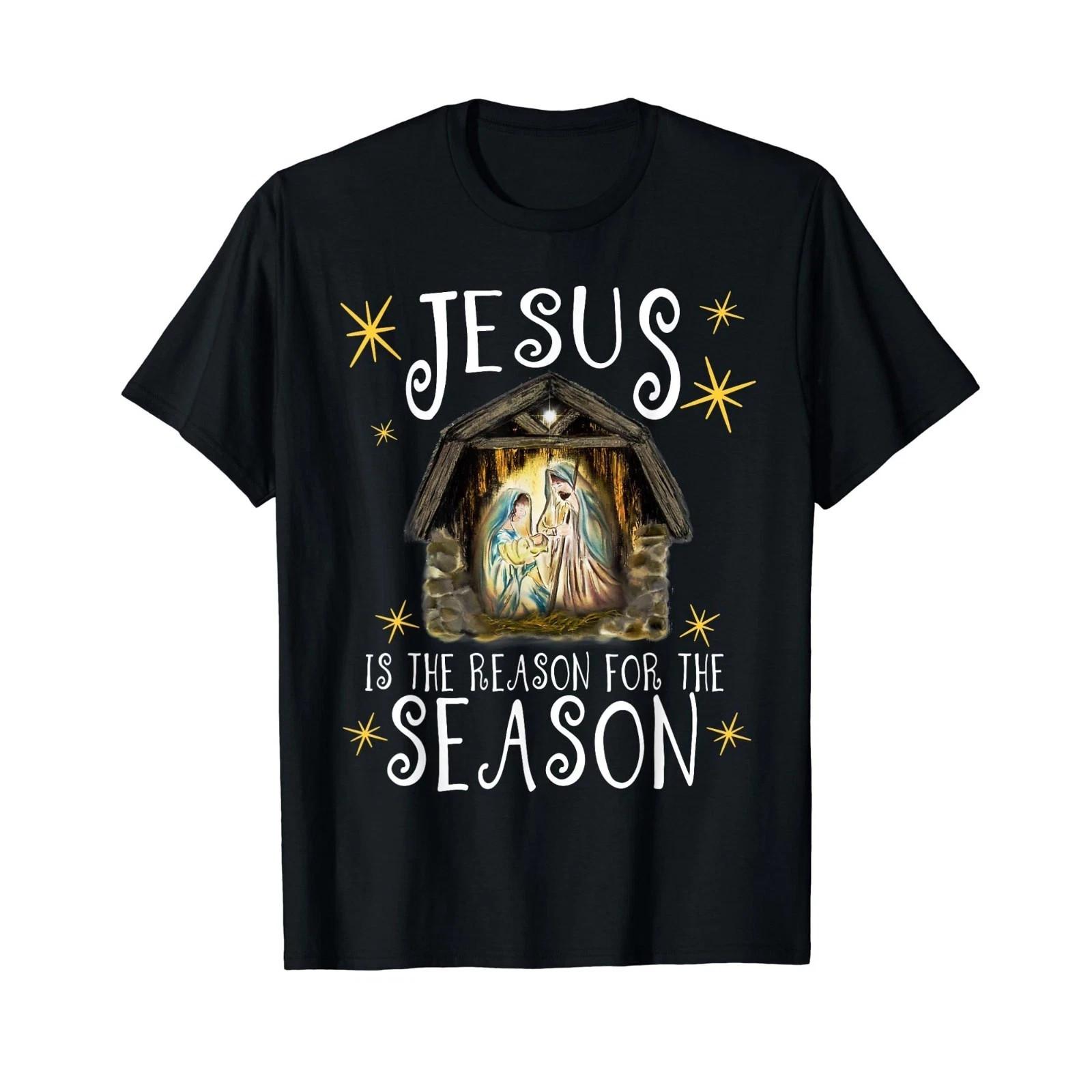 Christmas Nativity Jesus Is The Reason For The Season T-Shirt Men s Black Tee S