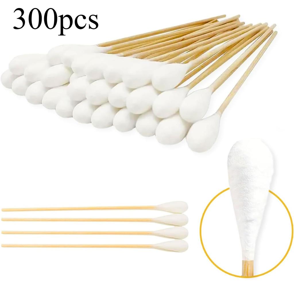 Eyxformula 6 Inch Long Cotton Swabs for Pet Cleaning, Bamboo Handle, Pet Ear Cleaning Solution Supplies for Dogs and Cats (100 Pcs Large Cotton Swabs)