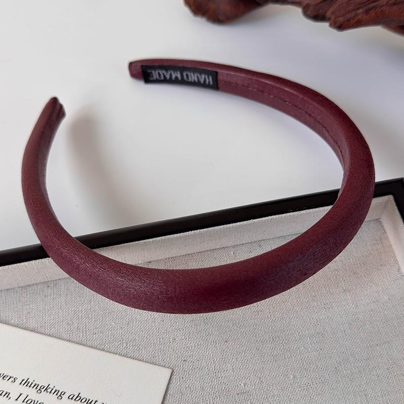 Retro Soft PU Leather Pleated Scrunchie Thin Sponge Headbands for Woman Girl Fashion Temperament Hair Hoop HeadRope Rubber Band