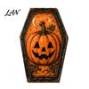 Pumpkin Desktop Signs Vintage Halloween Wooden Table Decoration, Rustic Black Cat Ghost Skeleton Retro Holiday Tabletop Block Sign for Farmhouse