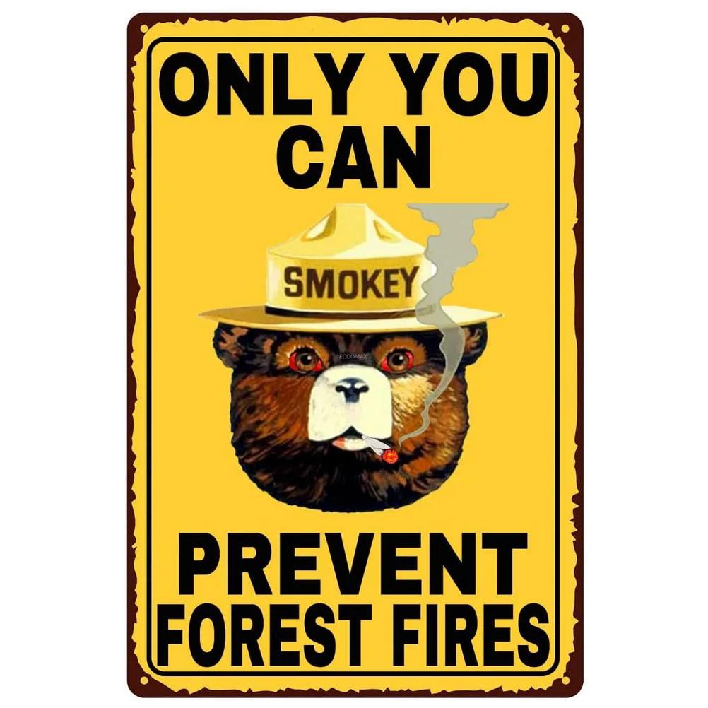 Warning Metal Tin Signs Plaque Prevent WildFires Wall Decoration Vintage Iron Painting Art Posters for Forest Home Cafe Club Bar