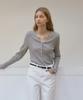 OURHOPE Logo V-Neck Button Sleeve T-Shirt - Melange Grey