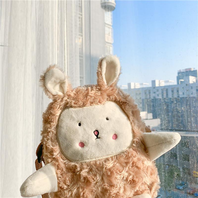 Harajuku ugly soft cute girl bag cartoon cute plush lamb bag shoulder messenger bag