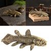 Fish Figurines Gold Metal Animal Figurine Statue Feng Shui Sculptures Toy Decorative Collectible Home Office Decors