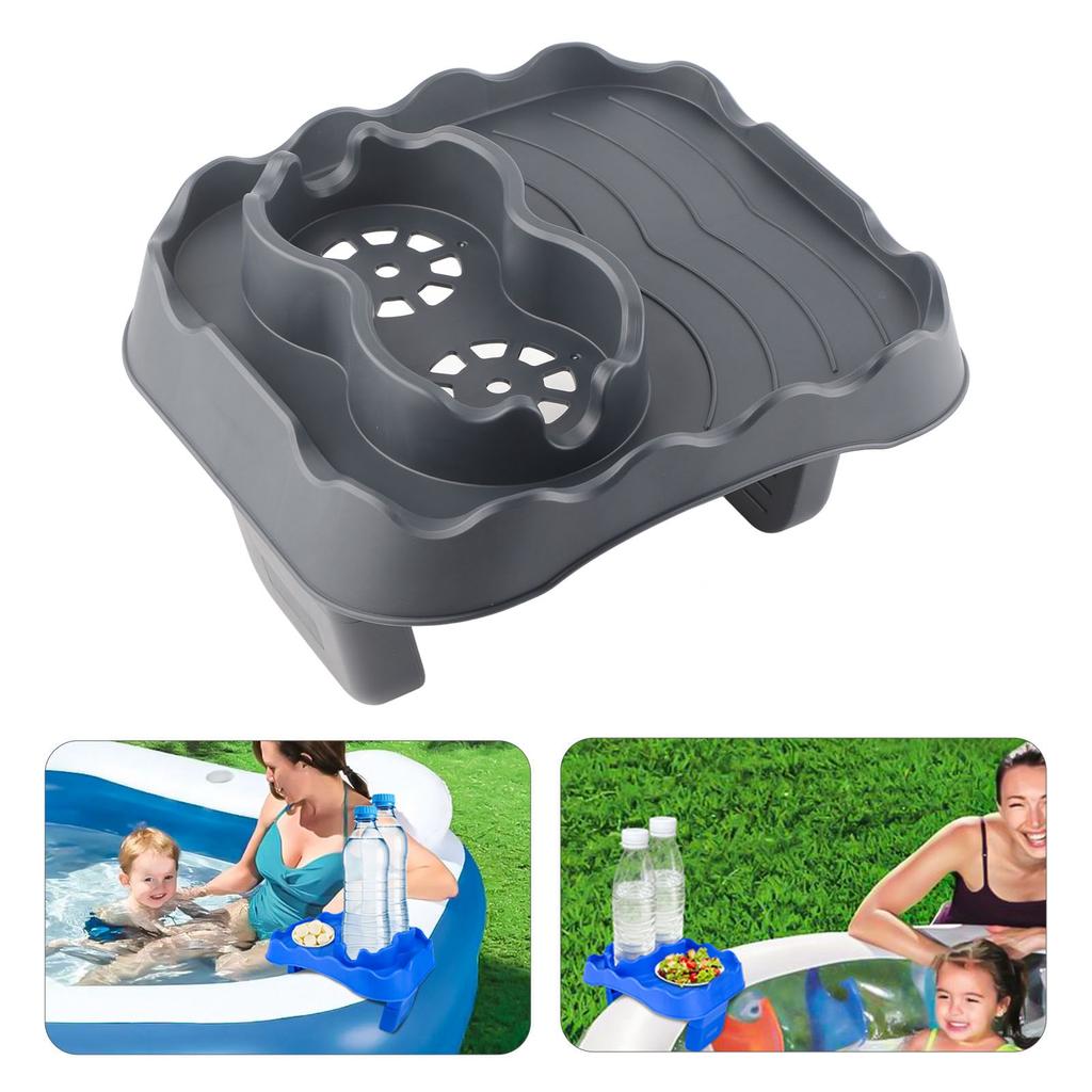 Vassoio da Tavolo per Vasca Idromassaggio con Fori di Drenaggio Antiscivolo Regolabile Tavolino Laterale per Vasca Idromassaggio Piscine SPA Vasca da Bagno Grigio