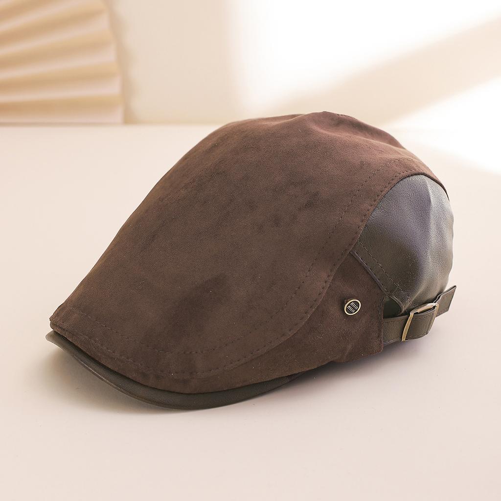 Suede and velvet brim large size, small face, retro American style, brim beret, daily casual shopping