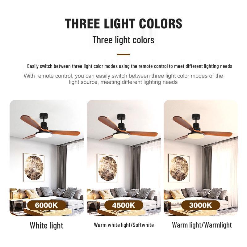Mid-Century Retro Silent Ceiling Fan Light with Solid Wood Style and Full Spectrum Eye Protection for Bedroom, Living Room, or Dining Room.