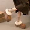 Lazy Velvet Bag Head Cotton Shoes for Women, Autumn and Winter Thick-soled Heightening Birkenstock Cotton Shoes for Women