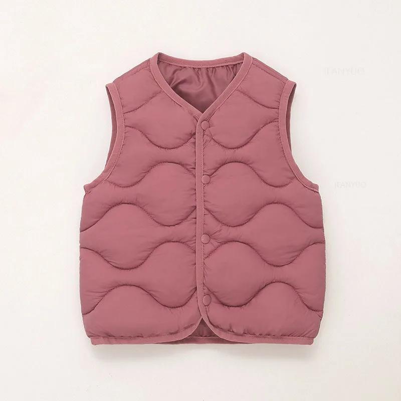 

Осенне-зимний детский хлопковый жилет для мальчиков и девочек Легкая хлопковая одежда Детский хлопковый жилет 140 розовый