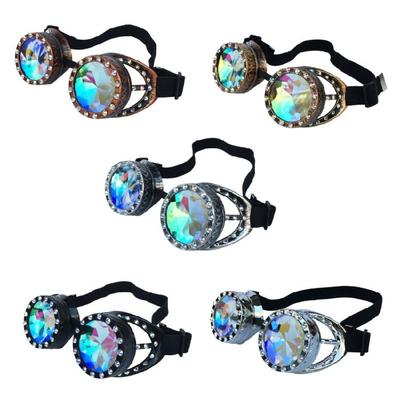 Unisex Steampunk Goggles Glasses Kaleidoscope Rave Goggles Halloween Cosplay Party Costume Psychedelic Goggles Glasses