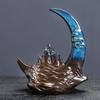 Mountain Moon Night Ceramic Backflow Incense Burner Zen Home Decor for Meditation Relaxation Aromatherapy Gift