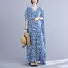 Dimanaf 2024 Plus Size Dress Women Summer V-Neck Sundress Bohemian Floral Print Loose Big Oversize Maxi Dress 5112