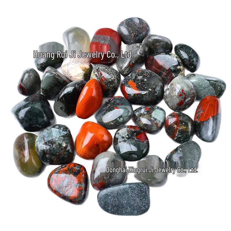 African Bloodstone Tumbled Essential Oil Diffuser Stone - Large Semi-Precious Handheld Piece for Hot Compress, Landscape Ornamentation. 2-3cm 100g