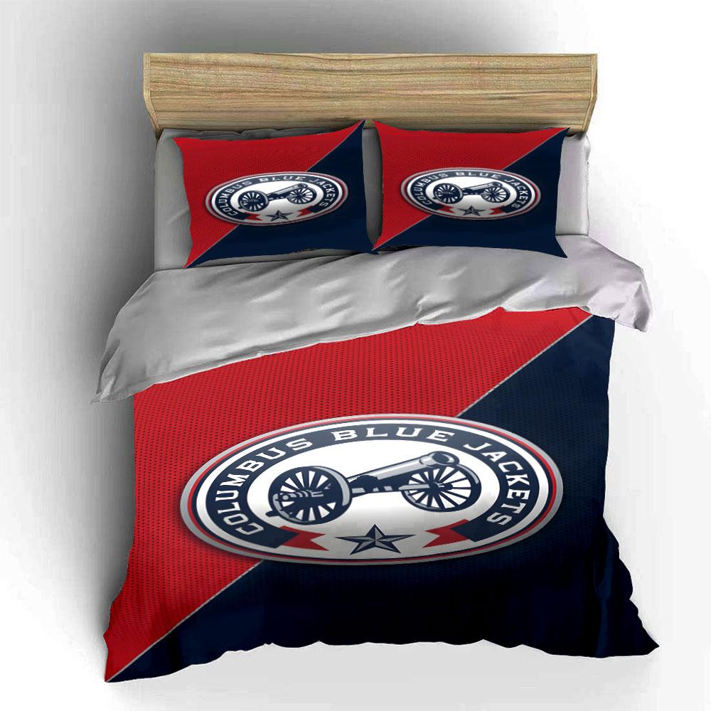 "Columbus Blue Jackets Cannon Logo Design" Print Bedding Set Duvet Cover Pillowcases (1* Duvet Cover 2* Pillowcases Do Not Include Comforter)