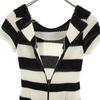 Unused IBLUES Border Pattern Short Sleeve Mini Dress 38 White System Women Used
