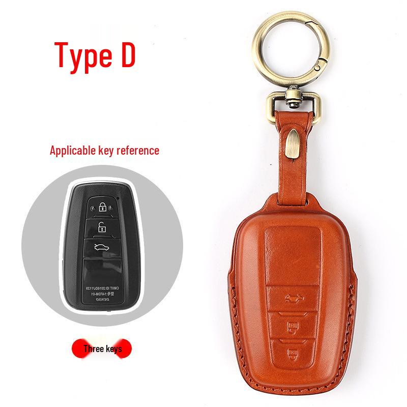 Genuine Leather Key Case for Toyota: Camry, Corolla, Highlander, RAV4, CHR, and Levin.