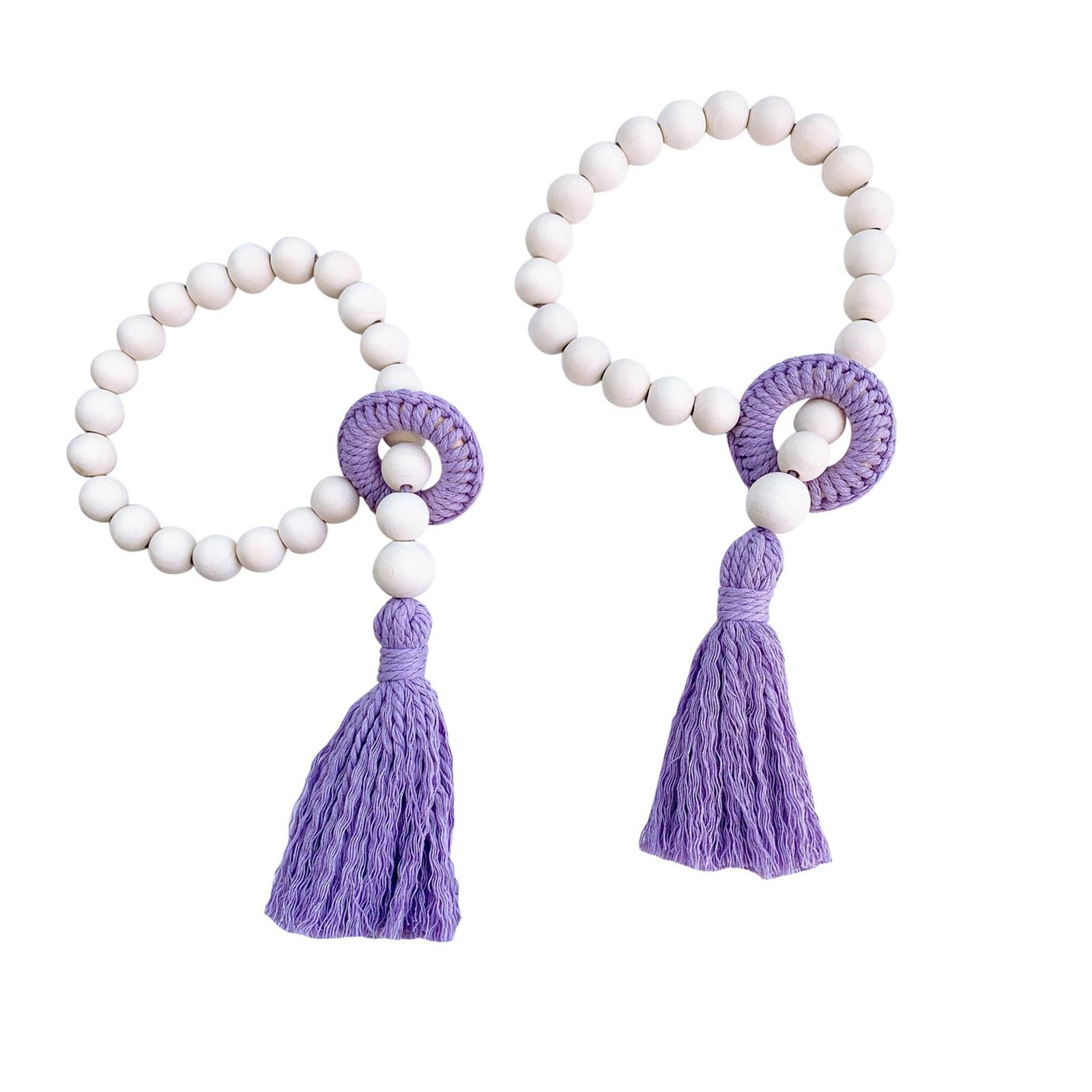 

2 шт. Элегантные кисточки Подхваты для штор с деревянными бусинами Завязки для штор Подхваты для гостиной для спальни фиолетовый