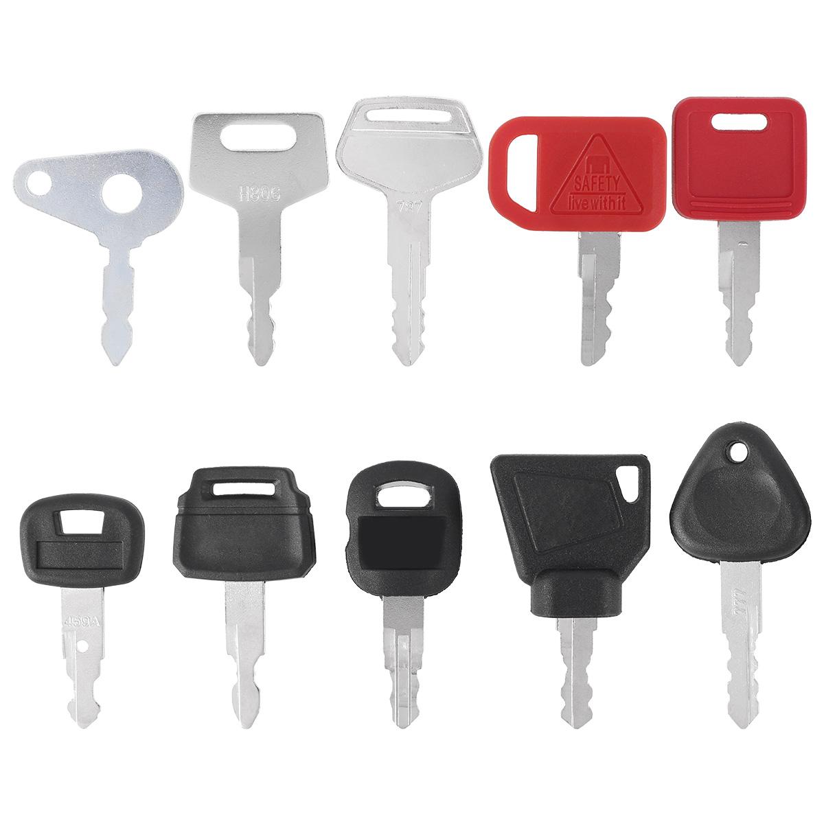 10Pcs Heavy Equipment Keys Set Aluminum Construction Ignition Agricultural Master Key for Excavators Bulldozer Tractors Loader
