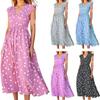 Moda Donna Primavera Estate Scollo a V Vita Orlo Ampio Abito Stampa a Pois