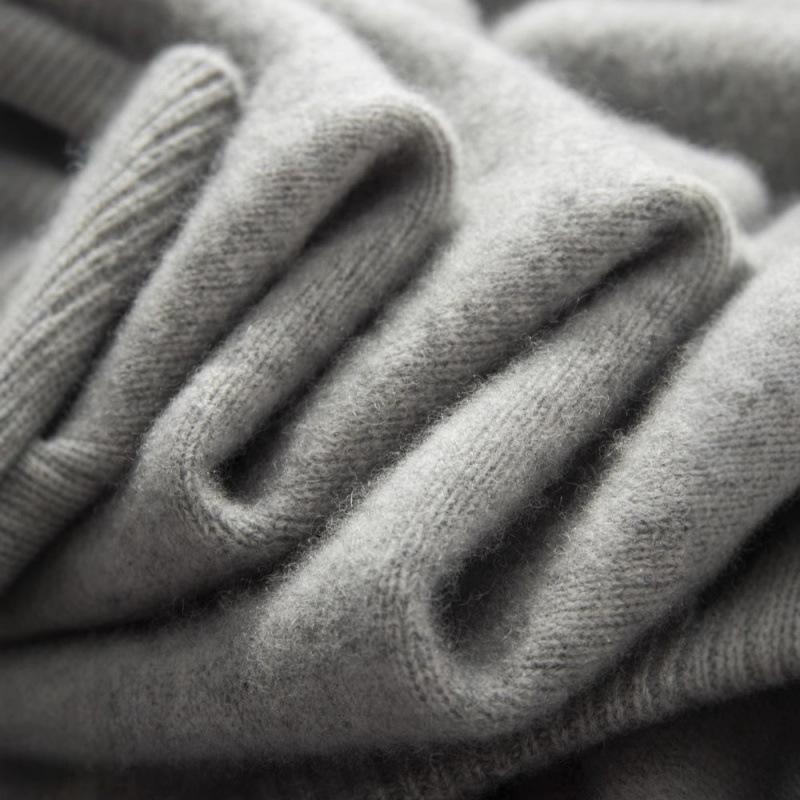 New double-strand thickened round neck cashmere sweater solid color inner sweater bottoming knitted sweater men