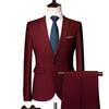 Jacket + Pants Fashion Formal Dress Mens Suit Set Men Casual Wedding Suits Groom Korean Slim Fit Dress