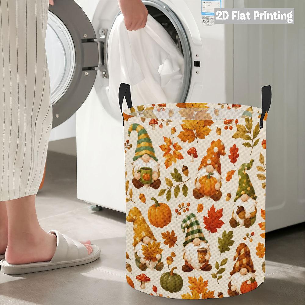 Collapsible Laundry Basket Large Round Waterproof Fabric Hamper Dirty Clothes Storage Bin Toy Organizer with Handles