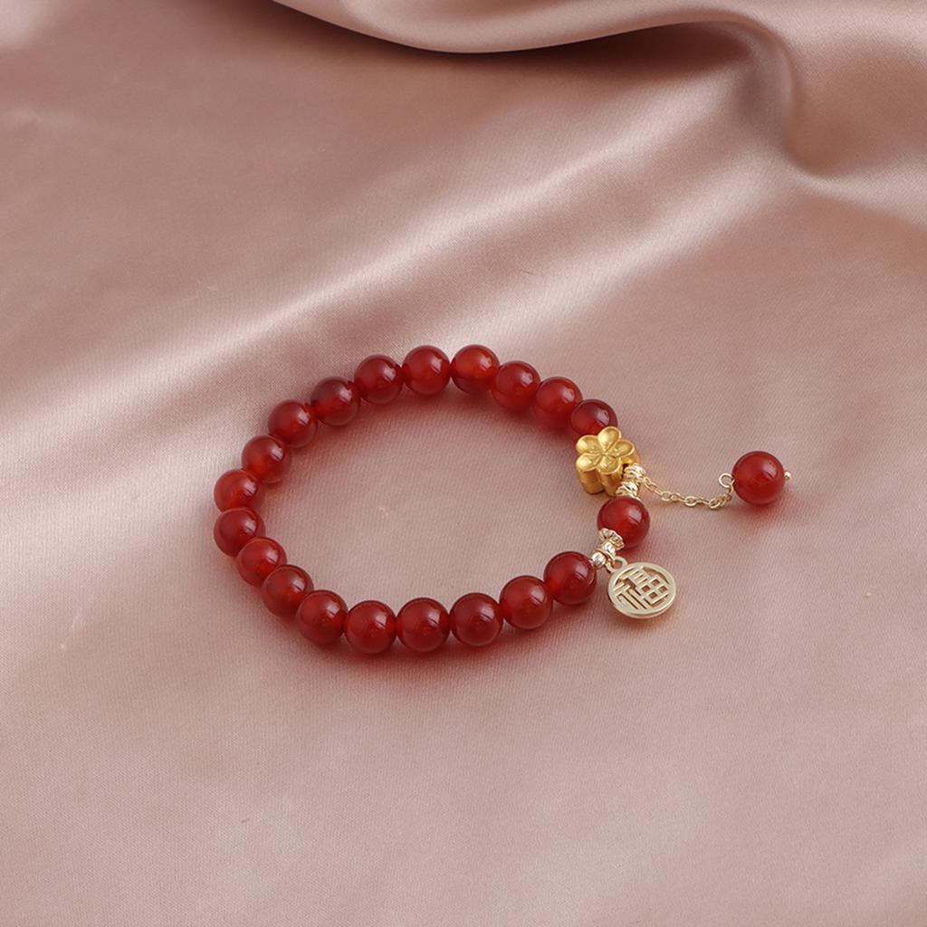 8Mm red jade jasper strawberry crystal blessing bracelet Xiaohongshu popular natural stone peach blossom jewelry