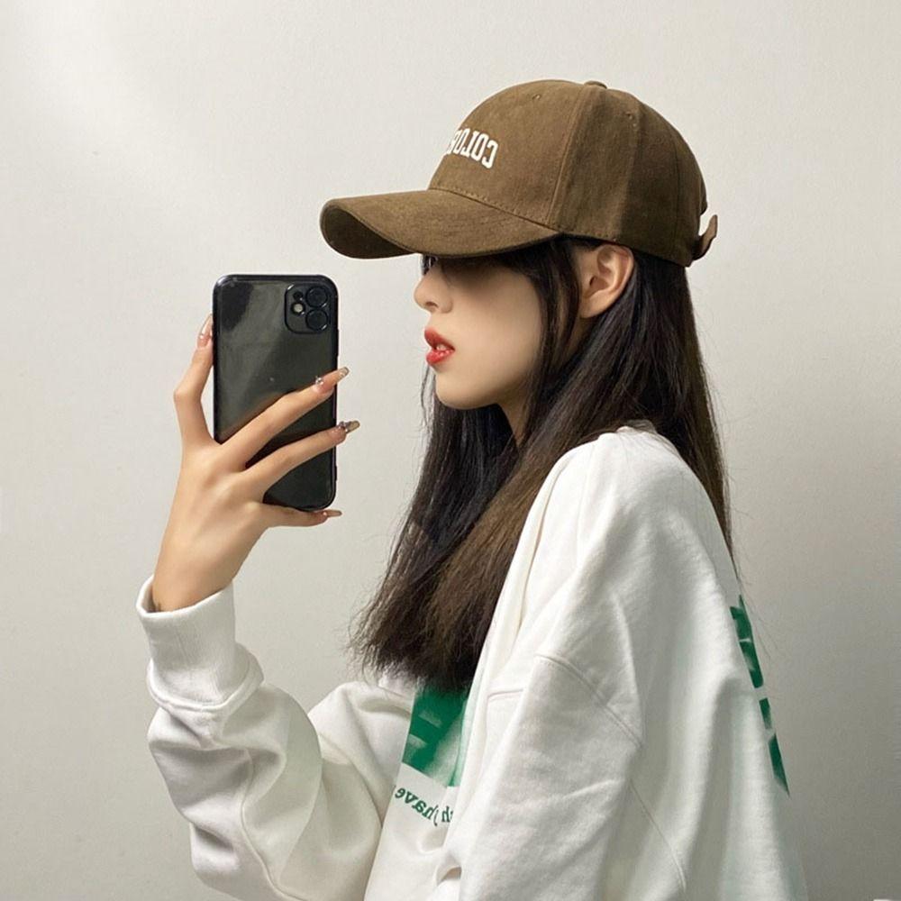 

Letters Unisex Embroidery Korean Style Sun Visor Adjustable Peaked Cap Cotton Women Baseball Cap вина червоного кольору